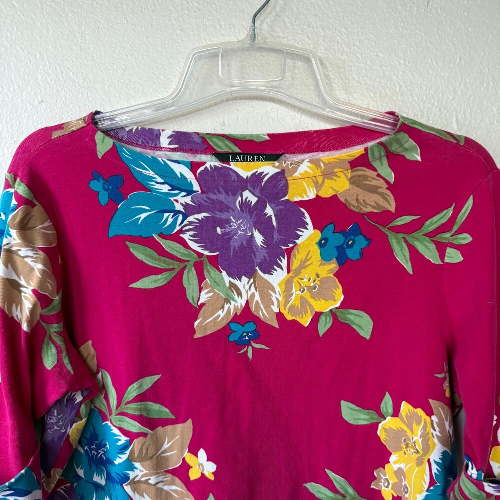 Lauren Ralph Lauren size 1X Fuscia Floral T-Shirt - Picture 4 of 10